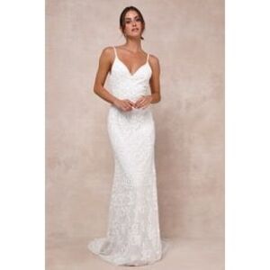 Lulu's White Lace Maxi Dress